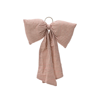 Red Checked Christmas Bow Decoration