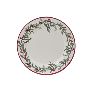 Green Garalnd Trim with Red Berries Plate