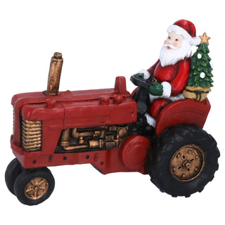Santa on Tractor Resin Ornament 20cm