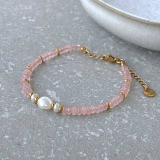 Tarnish Resistant Pink Triple Pearl Beaded Bracelet