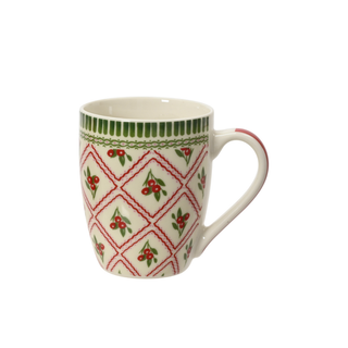 Red Trellis with Cherry Picks Mug