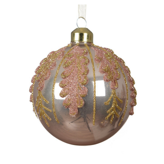 Gloss Blush with Trailing Beaded Leaves Bauble