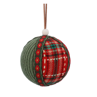 Green Fabric Tartan Bauble
