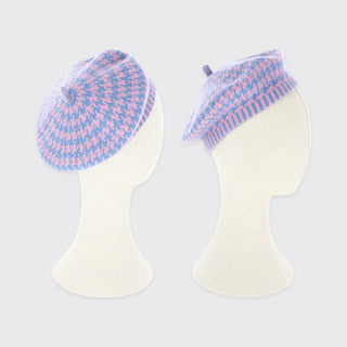 Lola Beret Sky Blue / Pink