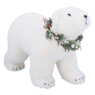Polar Bear with Festive Wreath at Neck Ornament