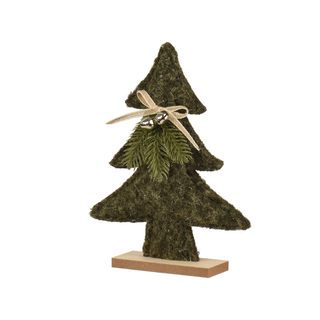 Green Christmas Tree with Fir Spray & Bow Ornament 