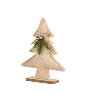 Cream Christmas Tree with Fir Spray & Bow Ornament 