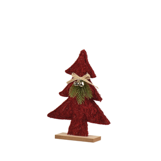 Red Christmas Tree with Fir Spray & Bow Ornament 