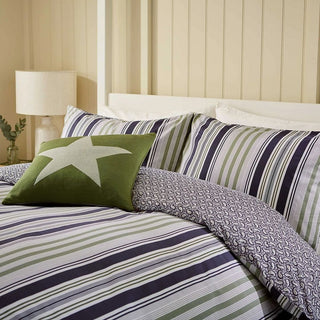 Beach House Stripe Double Cover Set Green/Slate