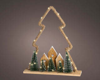Micro LED Tree Village Scene Ornament
