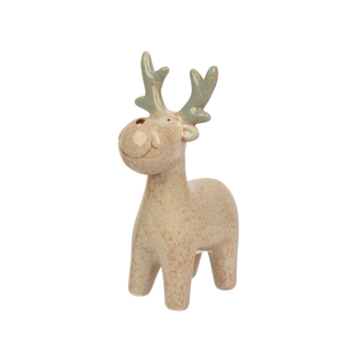 Cream Antique Finish Reindeer Ornament