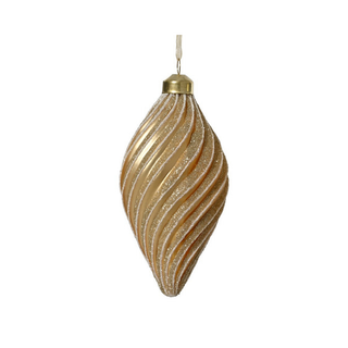 Light Gold  With White & Gold Glitter Swirled Finial