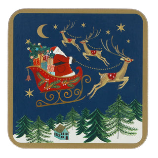 Nostalgia Sleigh Cork Based Coaster 4pk