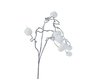 Flocked Cotton Poms on Twig 