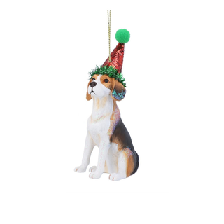 Beagle with Party Hat Tree Decoration