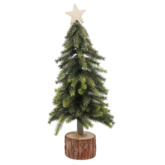 Glitter Bristle Tree on Log with Star Lrg