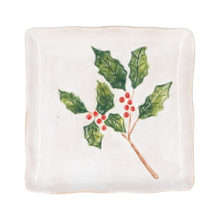 Holly & Berries Stoneware Square Plate 16cm