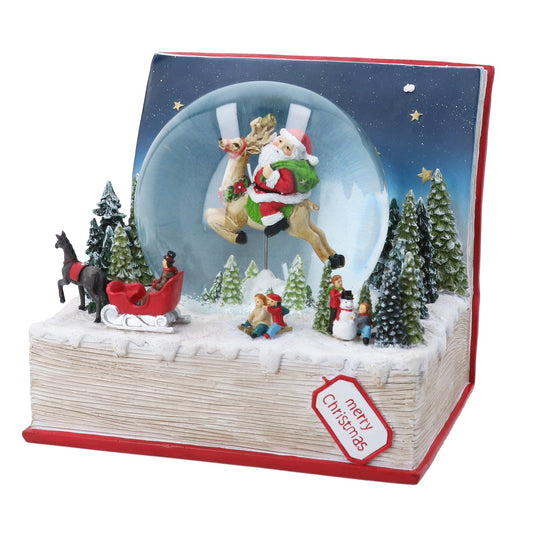 Santa on Reindeer Snow Globe Story Scene