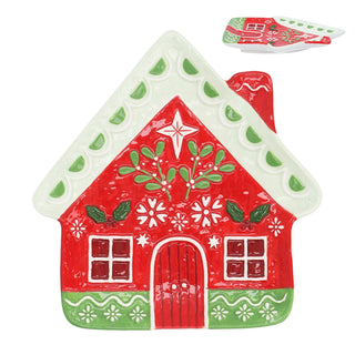 Red Alpine House Ceramic Plate