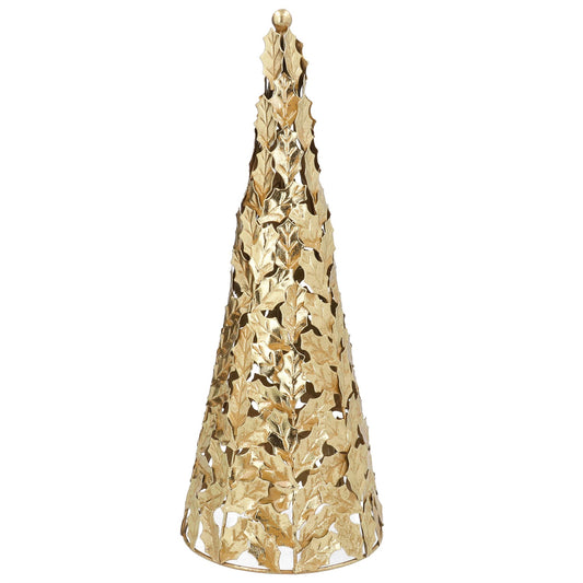 Gold Holly Leaves Metal Tree 47cm