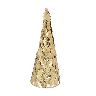 Gold Holly Leaves Metal Tree 37cm