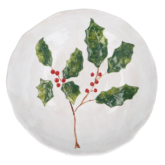 Holly & Berries Stoneware Pasta Bowl