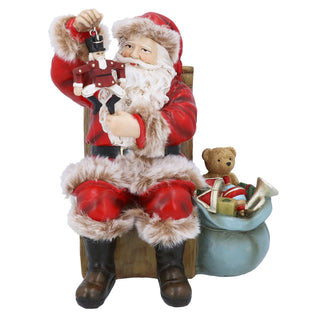 Resin Santa with Faux Fur Trim & Nutcracker Toy Ornament