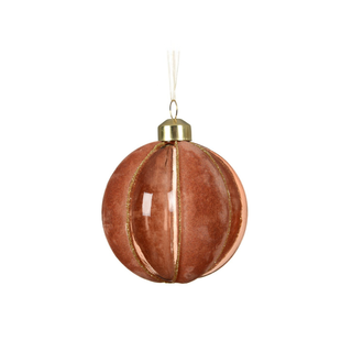 Pecan Flocked Vertical Stripe Bauble