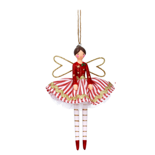Red Stripe Fairy Tree Decoration
