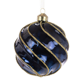 Glass Catalina Blue Bauble 10cm