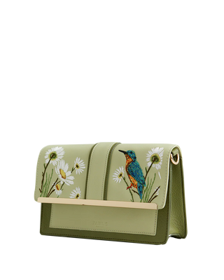 Embroidered Kingfisher Cross Body Bag