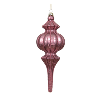 Matt Rose Crackle Elongated Onion Bauble