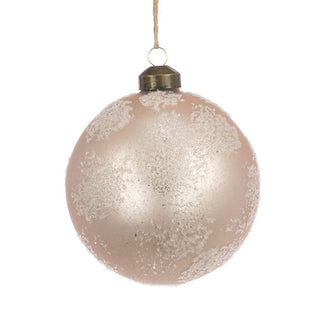 Glass Cream with Pink Rina Bauble 10cm