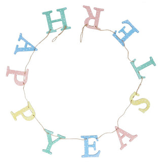 Happy Easter Pastel Polka Dot Wood Garland