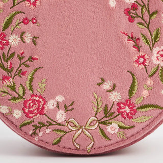 Floral Wreath Embroidered Round Jewellery Box