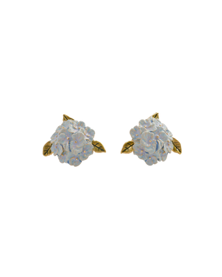 Enamel Hydrangea Gold Earrings