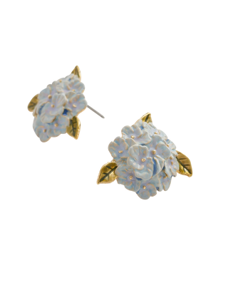 Enamel Hydrangea Gold Earrings