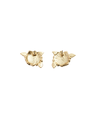 Enamel Hydrangea Gold Earrings