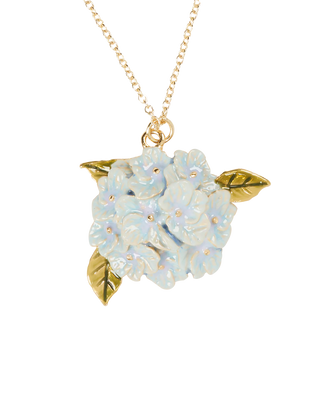 Enamel Hydrangea Gold Necklace