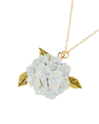 Enamel Hydrangea Gold Necklace