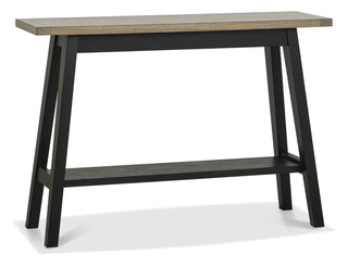 Camden Weathered Oak & Peppercorn Console Table With Shelf