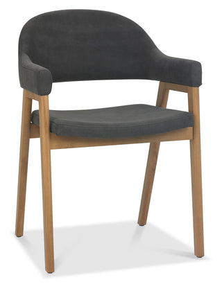 Camden Rustic Oak Upholstered Arm Chair - Dark Grey Fabric