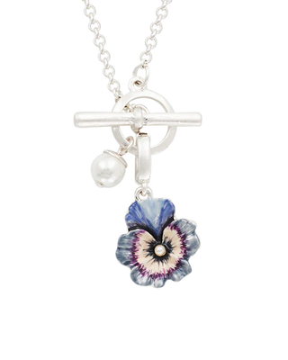Pansy Pearl Silver Toggle Necklace
