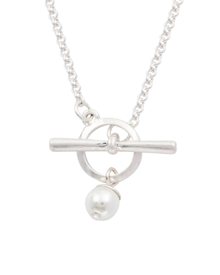 Pansy Pearl Silver Toggle Necklace