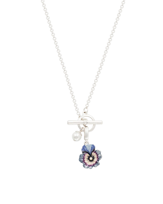 Pansy Pearl Silver Toggle Necklace