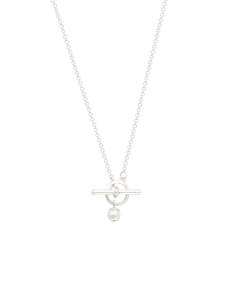 Pansy Pearl Silver Toggle Necklace