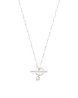 Pansy Pearl Silver Toggle Necklace