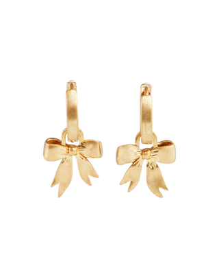 Gold Forget Me Not Bow Huggie Earrings