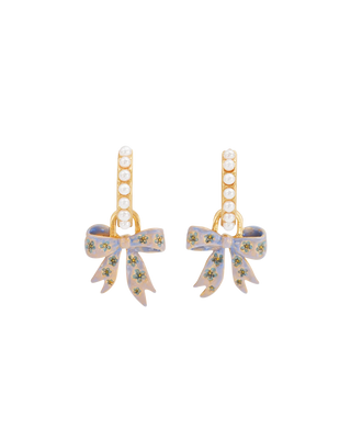 Gold Forget Me Not Bow Huggie Earrings