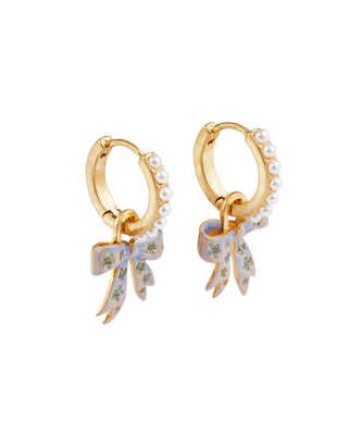 Gold Forget Me Not Bow Huggie Earrings